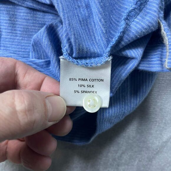Peter Millar Polo Shirt Men Medium Blue Pima Cotton Silk Stretch Golf - Picture 4 of 7